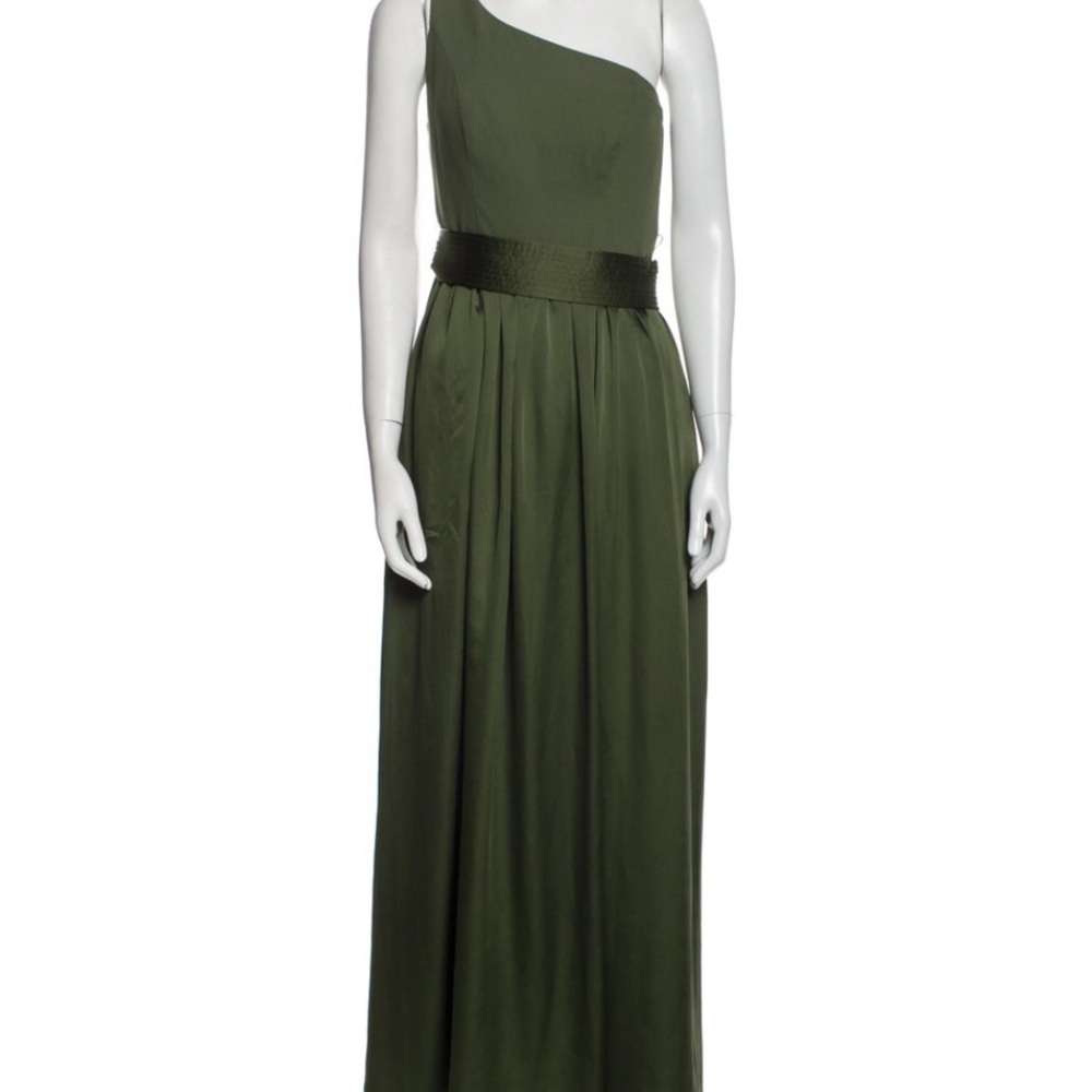 White by Vera Wang One-Shoulder Olive Dress